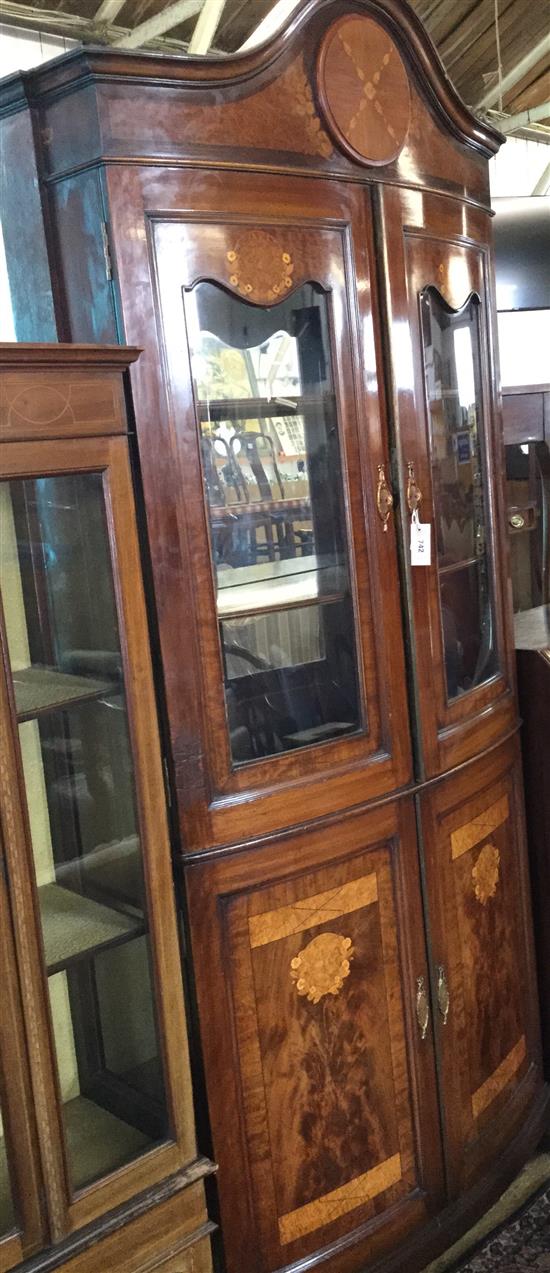 Continental inlaid mahogany bow-fronted display cabinet